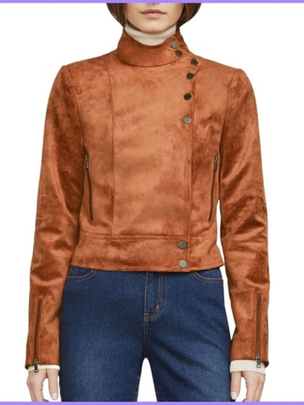 BCBGMAXAZRIA Faux Suede Hansen Moto Jacket Medium